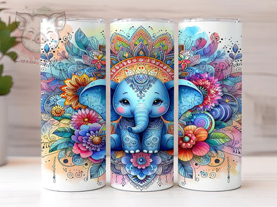 Floral Elephant 20oz Tumbler Png, Straight & Tapered Tumbler Png, Elephant Tumbler Png, Digital Download PNG Sublimation Lara' s Designs 