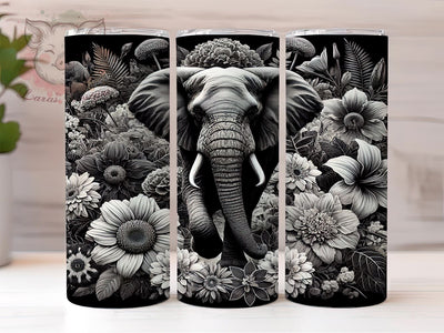 Floral Elephant Jungle 20oz Tumbler Wrap, Jungle Design, 20oz Tumbler, Sublimation Wrap, Animal Lover Gift, Tropical Art, Elephant Decor Sublimation Lara' s Designs 