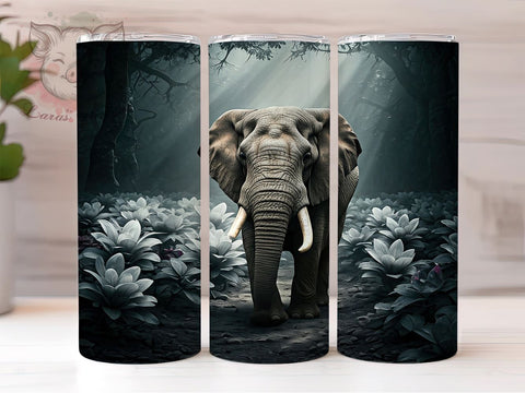 Floral Elephant Jungle 20oz Tumbler Wrap, Jungle Design, 20oz Tumbler, Sublimation Wrap, Animal Lover Gift, Tropical Art, Elephant Decor Sublimation Lara' s Designs 