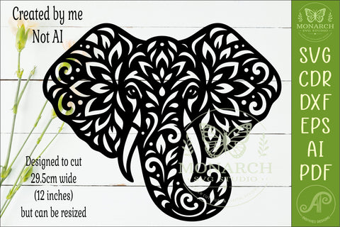 Floral Elephant Laser Cut File, Boho Elephant Wall Art SVG SVG APInspireddesigns 
