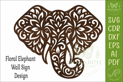 Floral Elephant Laser Cut File, Boho Elephant Wall Art SVG SVG APInspireddesigns 