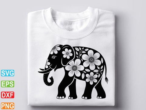 Floral Elephant Svg, Boho Elephant Svg, Flower Animal SVG artprintfile 