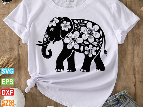Floral Elephant Svg, Boho Elephant Svg, Flower Animal SVG artprintfile 