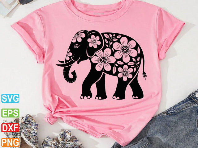 Floral Elephant Svg, Boho Elephant Svg, Flower Animal SVG artprintfile 