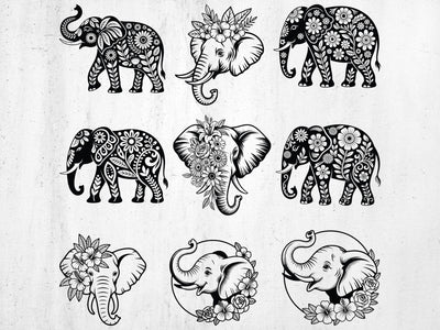 Floral Elephant SVG Bundle, Flower Animal Svg, Cute Animal SVG SVG Creativeart88 