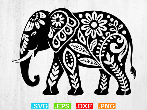 Floral Elephant SVG Bundle, Flower Animal Svg, Cute Animal SVG SVG Creativeart88 