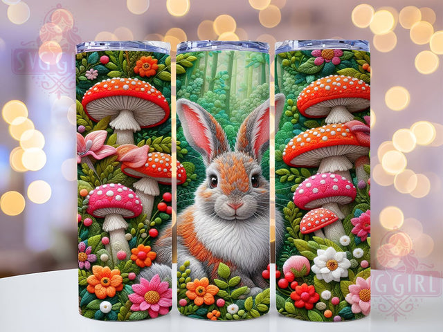 Floral Embroidered Rabbit Tumbler, Embroidery Wrap, 20oz Tumbler Sublimation, Cute Bunny Design, Botanical Animal Sublimation, Spring Woodland Tumbler, Whimsical Nature Wrap Sublimation SvggirlplusArt 