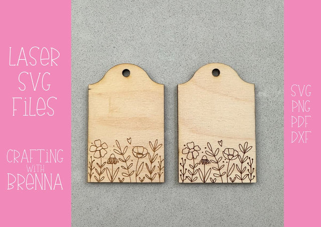 Floral Engraved Ornament Rounded Top Tag Laser SVG File SVG Crafting With Brenna 