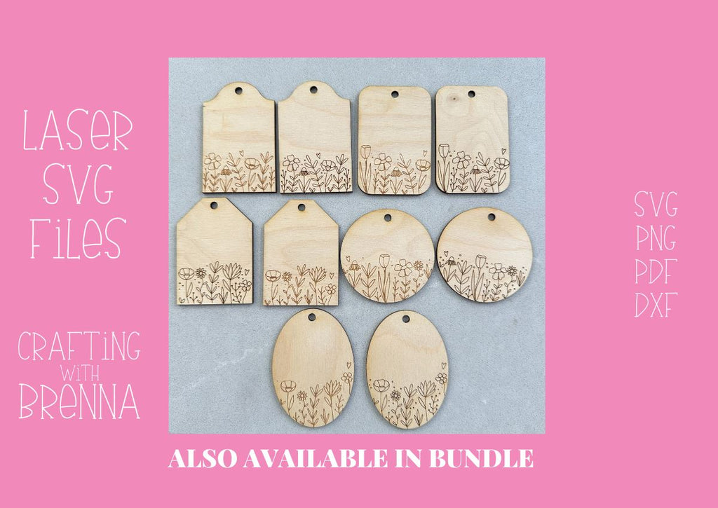 Floral Engraved Tag Laser SVG File - So Fontsy