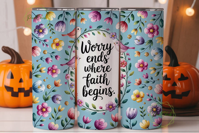 Floral Faith 20oz Tumbler Wrap Sublimation PixelChick 