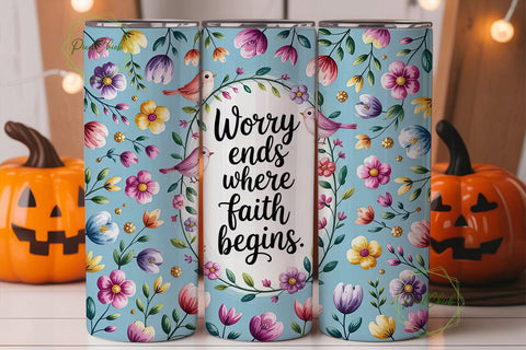 Floral Faith 20oz Tumbler Wrap Sublimation PixelChick 