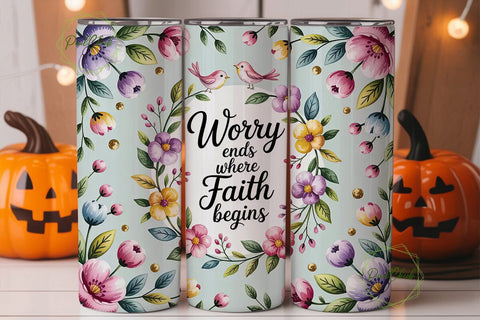 Floral Faith 20oz Tumbler Wrap Sublimation PixelChick 