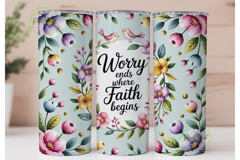 Floral Faith 20oz Tumbler Wrap Sublimation PixelChick 