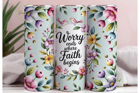Floral Faith 20oz Tumbler Wrap Sublimation PixelChick 