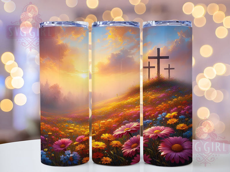 Floral Faith Crosses Tumbler, Christian Stainless Steel Tumbler, Faith Easter Wrap, Stylish 20oz Wrap, Sublimation Design, Trendy Gift Idea, Inspirational Christian Tumbler Sublimation SvggirlplusArt 