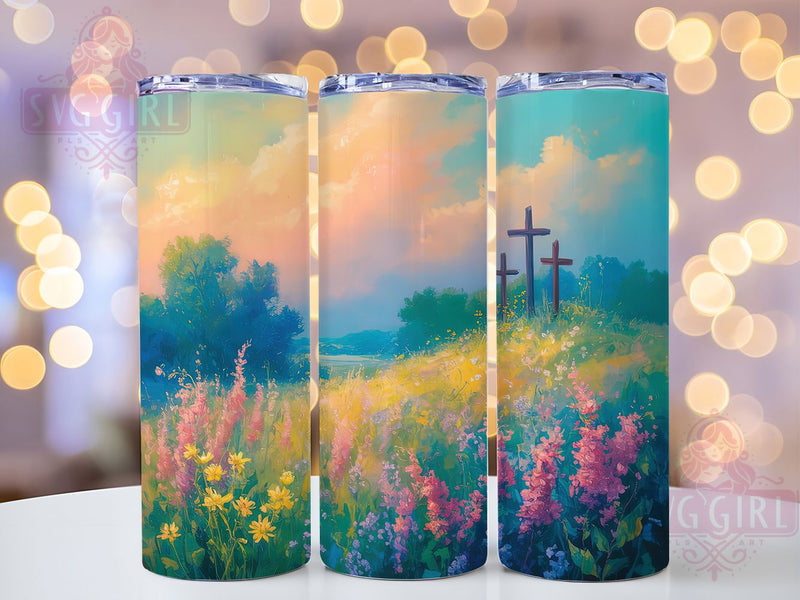 Floral Faith Crosses Tumbler, Christian Stainless Steel Tumbler, Faith Easter Wrap, Stylish 20oz Wrap, Sublimation Design, Trendy Gift Idea, Inspirational Christian Tumbler Sublimation SvggirlplusArt 