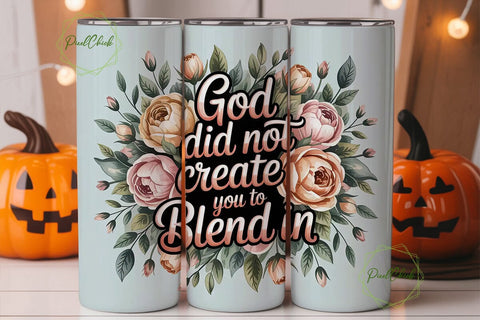 Floral Faith Tumbler Wrap PNG Sublimation PixelChick 