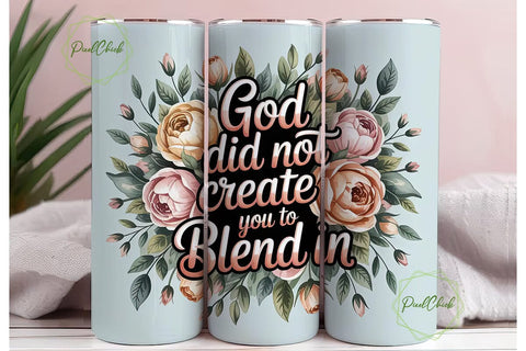 Floral Faith Tumbler Wrap PNG Sublimation PixelChick 