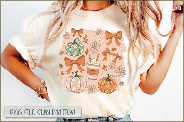 Floral Fall Pumpkin Coquette PNG Sublimation Shetara Begum 