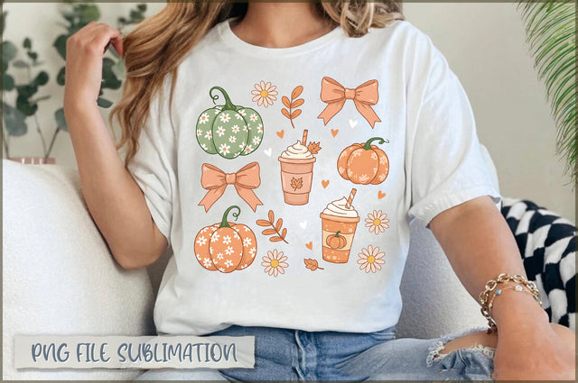 Floral Fall Pumpkin Coquette PNG Sublimation Shetara Begum 