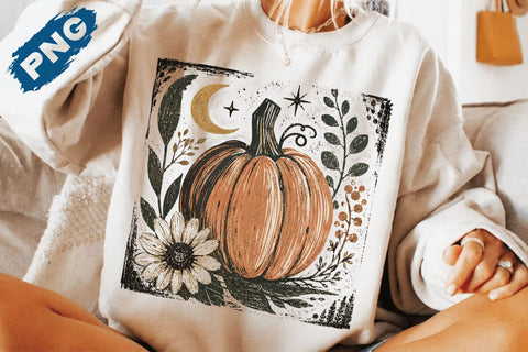 Floral Fall Pumpkin PNG, Fall Png, Fall Pumpkin Sublimation PNG, Thanksgiving Png, Autumn Png, Fall Shirt Png, Boho Png, Floral Fall png SVG DesignDestine 
