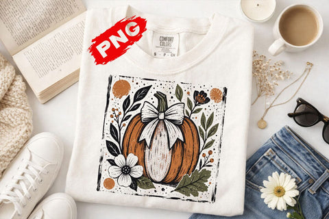 Floral Fall Pumpkin PNG, Fall Png, Fall Pumpkin Sublimation PNG, Thanksgiving Png, Autumn Png, Fall Shirt Png, Boho Png, Floral Fall png SVG DesignDestine 