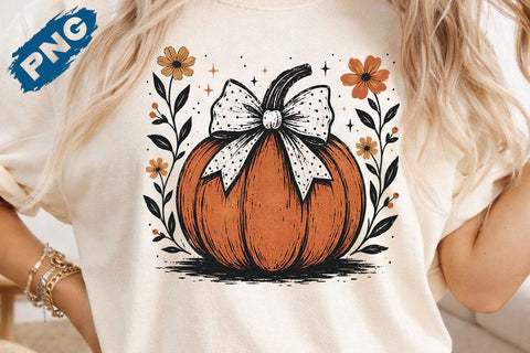 Floral Fall Pumpkin PNG, Fall Png, Fall Pumpkin Sublimation PNG, Thanksgiving Png, Autumn Png, Fall Shirt Png, Boho Png, Floral Fall png SVG DesignDestine 