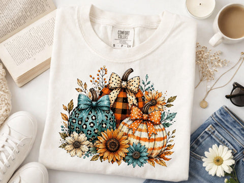 Floral Fall Pumpkin Png, Preppy Pumpkin Coquette Png, Brushstroke Pumpkin Spice Png, Glitter Pumpkin Png, Boho Autumn Flowers Png SVG DesignDestine 