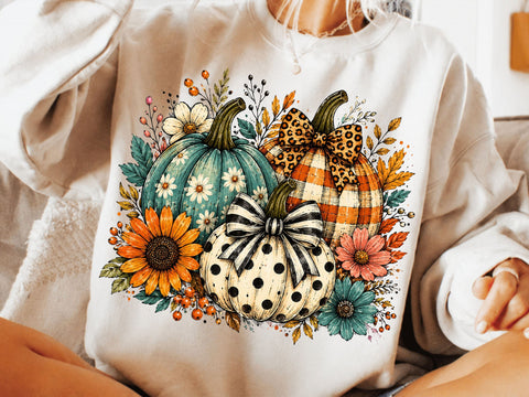 Floral Fall Pumpkin Png, Preppy Pumpkin Coquette Png, Brushstroke Pumpkin Spice Png, Glitter Pumpkin Png, Boho Autumn Flowers Png SVG DesignDestine 