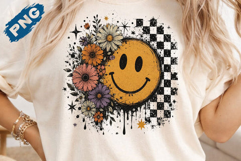 floral fall smiley face Png, Fall Png, Fall pumpkin Sublimation png, Thanksgiving png, Autumn png, Fall shirt, Pumpkins, boho png,floral png SVG DesignDestine 