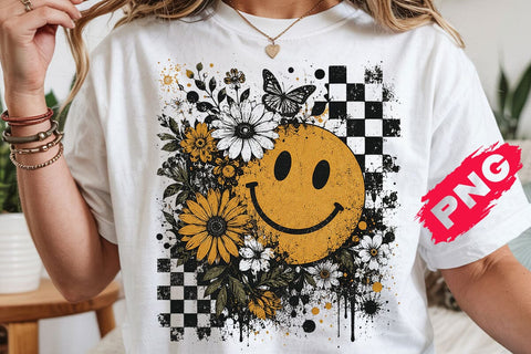 floral fall smiley face Png, Fall Png, Fall pumpkin Sublimation png, Thanksgiving png, Autumn png, Fall shirt, Pumpkins, boho png,floral png SVG DesignDestine 