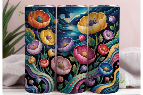 Floral Fantasy 20oz Tumbler Wrap Sublimation PixelChick 