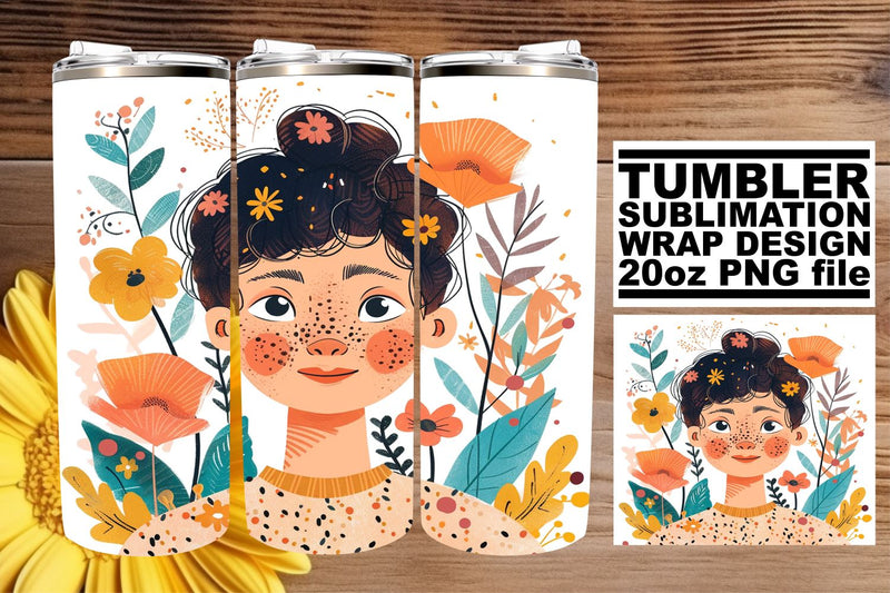 Floral Fantasy Lady Tumbler Wrap - Sublimation 20oz Sublimation afrosvg 