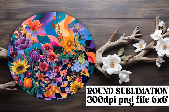 Floral Fantasy Ornaments Car Coaster Sublimation Keychain PNG Sublimation afrosvg 