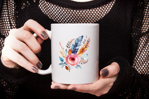 Floral Feather Watercolor Sublimation Bundle Sublimation Designangry 