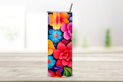Floral Fiesta Tumbler Wrap, Seamless PNG Design, Mexican Flowers Tumbler Wrap 20oz Skinny Tumbler Wrap Floral PNG Embroidery 20oz Straight Design PNG Digital Download Fiesta Sublimation FloridPrintables 