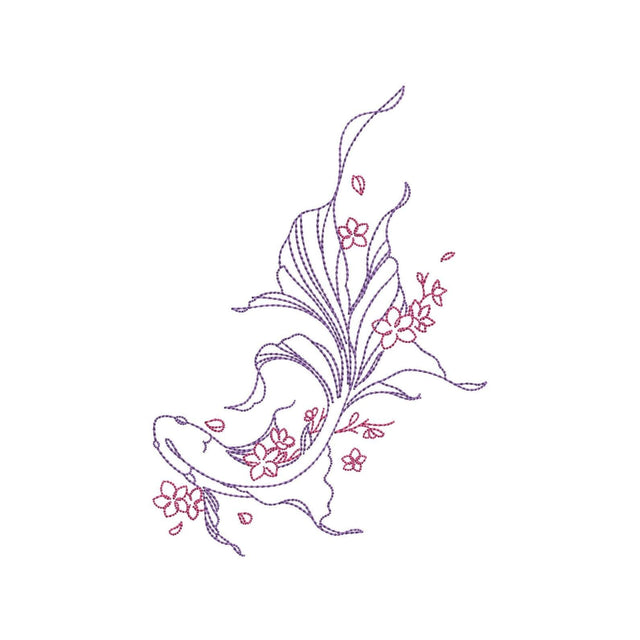 Floral Fish Machine Embroidery Design, 5 sizes, Instant Download Embroidery/Applique DESIGNS Nino Nadaraia 