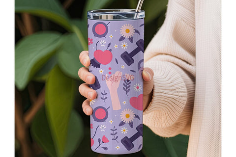 Floral Fitness 20oz Tumbler Wrap Sublimation DesignSVG 