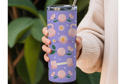 Floral Fitness 20oz Tumbler Wrap Sublimation DesignSVG 
