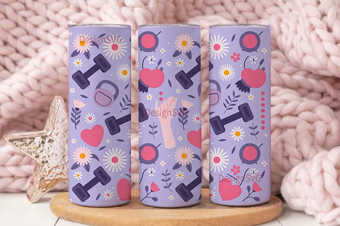 Floral Fitness 20oz Tumbler Wrap Sublimation DesignSVG 