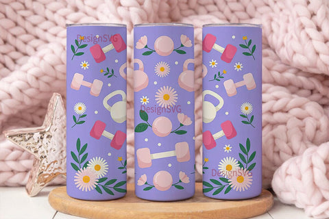 Floral Fitness 20oz Tumbler Wrap Sublimation DesignSVG 