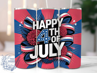 Floral Flag 4th July 20oz Tumbler, Floral American Flag, Sublimation Wrap, 20oz Tumbler Design, Patriotic Gift, PNG Tumbler Wrap, Independence Day Sublimation ToriDesigns 