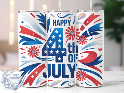 Floral Flag 4th July 20oz Tumbler, Floral American Flag, Sublimation Wrap, 20oz Tumbler Design, Patriotic Gift, PNG Tumbler Wrap, Independence Day Sublimation ToriDesigns 