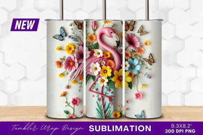 Floral flamingo arrangement tumbler png Sublimation Regulrcrative 