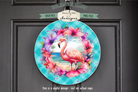 Floral Flamingo Wind Spinner Round Sublimation Design PNG Sublimation Ewe-N-Me Designs 