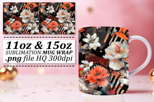Floral Flourish Mug Wrap Sublimation afrosvg 