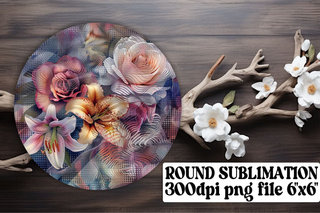 Floral Flourish Ornaments Car Coaster Design Keychain PNG Sublimation afrosvg 