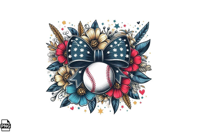 Floral Flower Coquette Baseball PNG Printable File Sublimation Creativedesigntee 