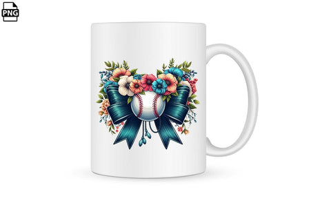 Floral Flower Coquette Bow Baseball PNG Printable File Sublimation Creativedesigntee 
