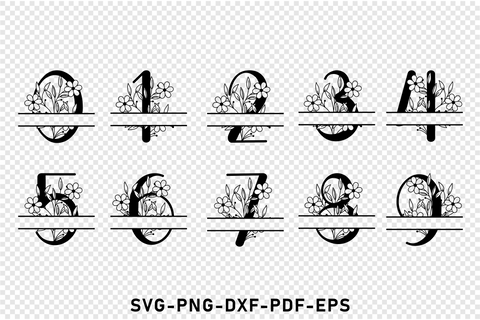 Floral flowers split monogram alphabet letters font set SVG design, Family name sign SVG D2PUTRI Designs 